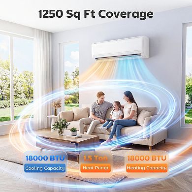 HOMCOM 18000 BTU Mini Split Air Conditioner, 19 SEER2 230V Ductless AC Unit