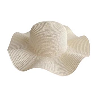 Womens Floppy Straw Sun Hat Wide Brim Beach Hat Summer UV Protection Packable