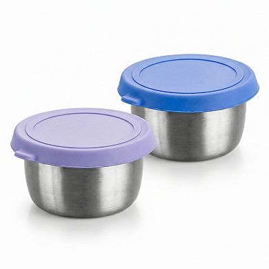 Food Storage Container Set with Stainless Steel Bowls and Silicone Lids Reusable Containers