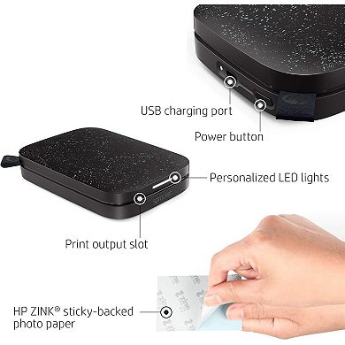 HP Sprocket 2x3" Instant Smartphone Photo Printer 75 Sheets Bundle, Wireless Portable Printer