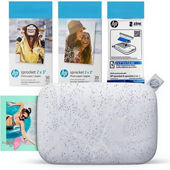 HP Sprocket 2x3" Instant Smartphone Photo Printer 75 Sheets Bundle, Wireless Portable Printer