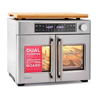 Ivation Dual Zone 10-in-1 Air Fryer & Toaster Oven - Up to 450°, 1800W Temperature Control