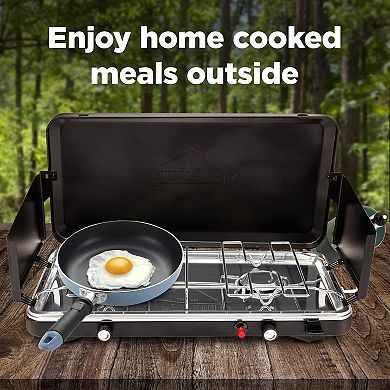 Hike Crew 2-Burner Gas Camping Stove - 20,000 BTU Propane Portable Grill with Igniter & More!
