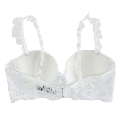 Daisy Fuentes Women's 2 Piece White Ruffle Lace Bra and Panty Set