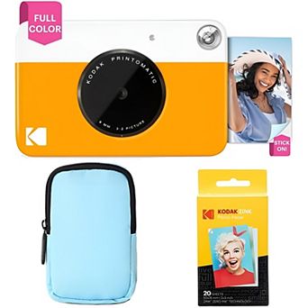 Kodak Printomatic Instant Print Camera Bundle with Blue Case & 20-Pack Zink Paper - Yellow.
