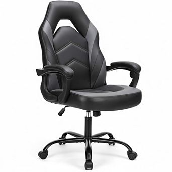 KAUFLY PU Leather Height Adjustable Gaming Chair with Flip-up Arms & Rolling Wheels