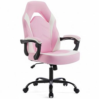 KAUFLY PU Leather Height Adjustable Gaming Chair with Flip-up Arms & Rolling Wheels