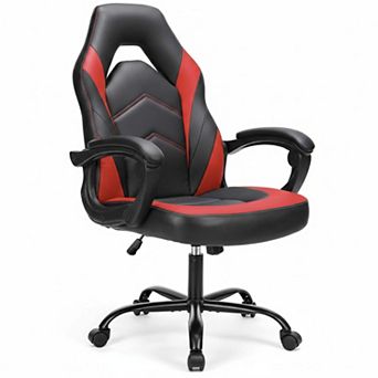 KAUFLY PU Leather Height Adjustable Gaming Chair with Flip-up Arms & Rolling Wheels