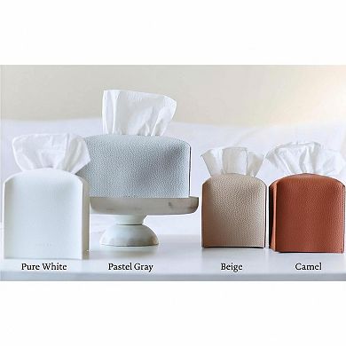 KAUFLY PU Leather Square Tissue Box Cover for Tabletop, Bathroom & Office