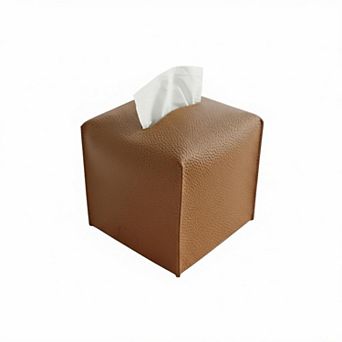 KAUFLY PU Leather Square Tissue Box Cover for Tabletop, Bathroom & Office