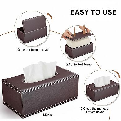 KAUFLY Rectangular Tissue Box Cover Premium Leather Holder for Home Office