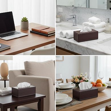 KAUFLY Rectangular Tissue Box Cover Premium Leather Holder for Home Office