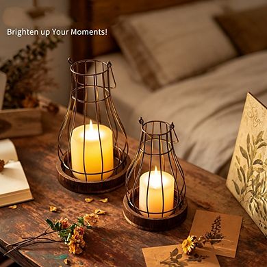 MOEPLSY Farmhouse Rustic Candle Lantern, Decorative Holder for Living Room, Fireplace, Table