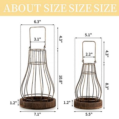 MOEPLSY Farmhouse Rustic Candle Lantern, Decorative Holder for Living Room, Fireplace, Table
