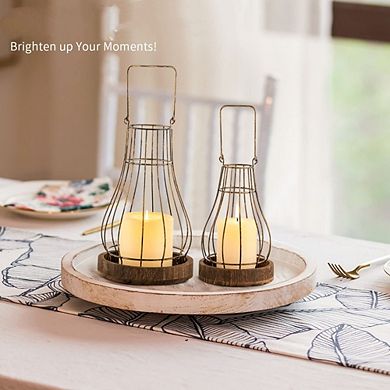 MOEPLSY Farmhouse Rustic Candle Lantern, Decorative Holder for Living Room, Fireplace, Table