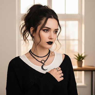 KAUFLY Gothic Bar Pendant Cuban Link Y-Necklace - Adjustable Stainless Steel Chain