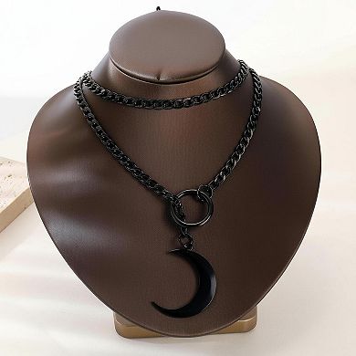 KAUFLY Gothic Bar Pendant Cuban Link Y-Necklace - Adjustable Stainless Steel Chain