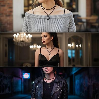 KAUFLY Gothic Bar Pendant Cuban Link Y-Necklace - Adjustable Stainless Steel Chain