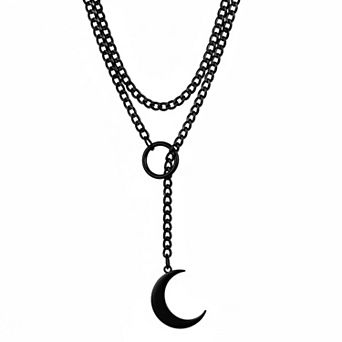 KAUFLY Gothic Bar Pendant Cuban Link Y-Necklace - Adjustable Stainless Steel Chain