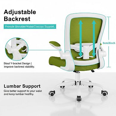 KAUFLY Ergonomic Mesh Chair with Flip-up Armrests & Swivel, Adjustable Support
