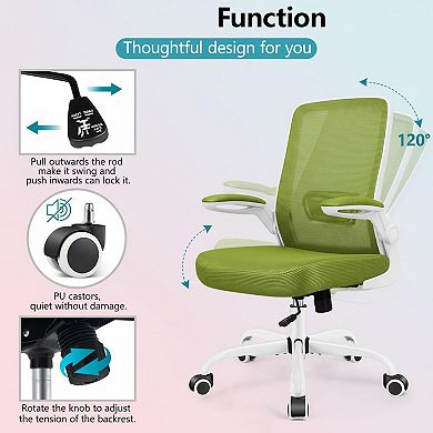 KAUFLY Ergonomic Mesh Chair with Flip-up Armrests & Swivel, Adjustable Support