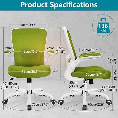 KAUFLY Ergonomic Mesh Chair with Flip-up Armrests & Swivel, Adjustable Support
