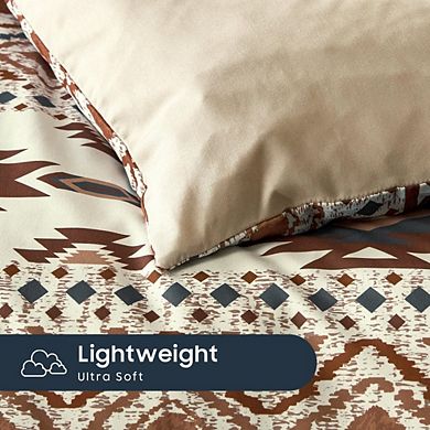 South western Comforter Set, Rustic Ranch Style, 3 Piece, Beige Brown, Queen