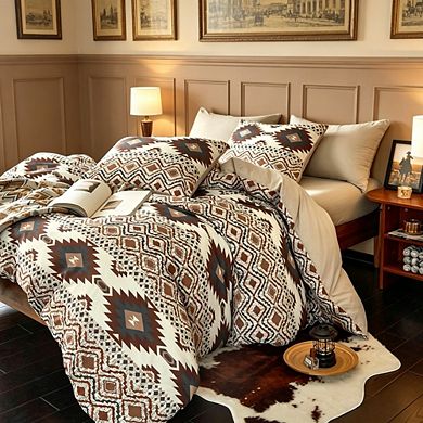 South western Comforter Set, Rustic Ranch Style, 3 Piece, Beige Brown, Queen