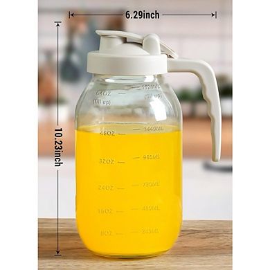 JUANWANG 2 Quart Glass Pitcher with Filter Lid, Airtight, 64 oz