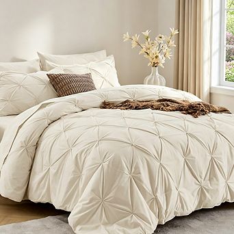 7 pc Queen Bed in a Bag,Pintuck Design Comforter Set, All-Season Bedding with Sheet Set & Shams