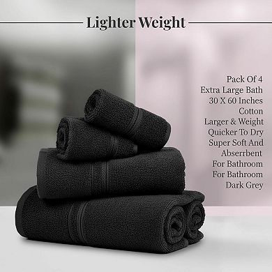 KAUFLY 4-Pack 30"x60" Cotton Bath Towels - Lightweight, Quick Dry, Super Soft & Absorbent