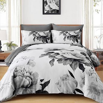 Queen 7 pc Bed in a Bag Comforter Set, Soft Microfiber Botanical Floral Bedding with Sheets
