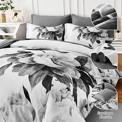 Queen 7-Piece Bed in a Bag Comforter Set, Soft Microfiber Botanical Floral Bedding with Sheets