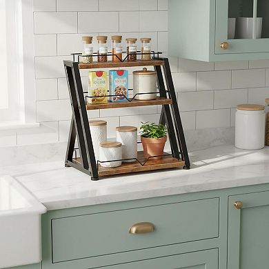 KAUFLY 3-Tier Countertop Spice Rack - Sturdy Industrial Organizer