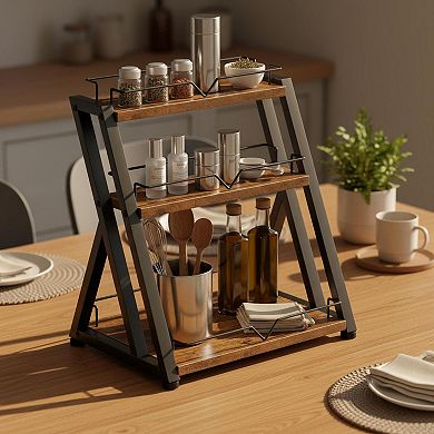 KAUFLY 3-Tier Countertop Spice Rack - Sturdy Industrial Organizer