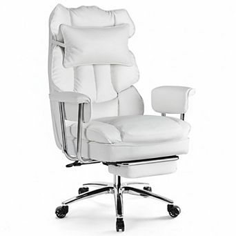 KAUFLY Reclining Height-Adjustable PU Leather Desk Chair with Swivel Wheels