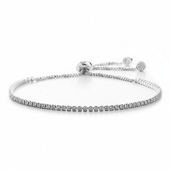 KAUFLY Adjustable Bolo Style Tennis Bracelet Women 2mm Faceted Crystals