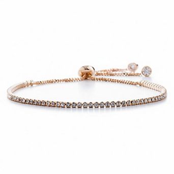 KAUFLY Adjustable Bolo Style Tennis Bracelet Women 2mm Faceted Crystals