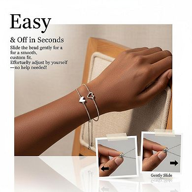 KAUFLY 2-Piece Heart Link Chain Bracelet Set - Adjustable Friendship Gift