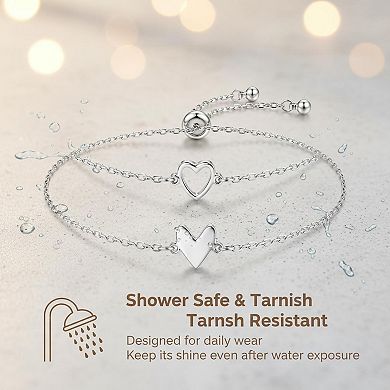 KAUFLY 2-Piece Heart Link Chain Bracelet Set - Adjustable Friendship Gift