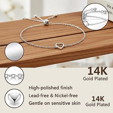 KAUFLY 2-Piece Heart Link Chain Bracelet Set - Adjustable Friendship Gift