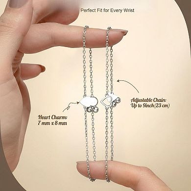 KAUFLY 2-Piece Heart Link Chain Bracelet Set - Adjustable Friendship Gift