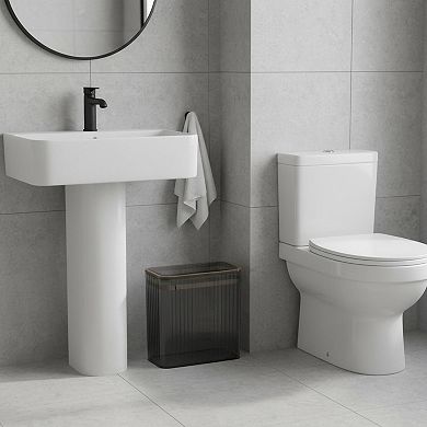 KAUFLY Slim 35 Gallon Press-Top Trash Can for Bathroom & Office, Transparent Plastic