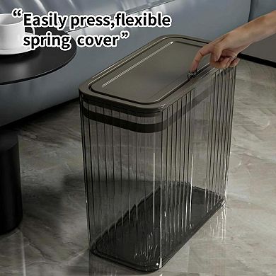 KAUFLY Slim 35 Gallon Press-Top Trash Can for Bathroom & Office, Transparent Plastic