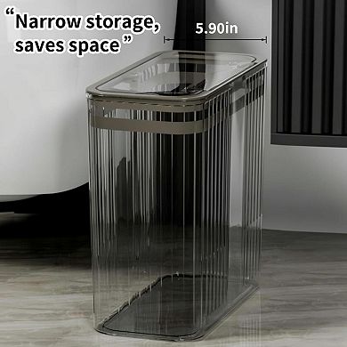 KAUFLY Slim 35 Gallon Press-Top Trash Can for Bathroom & Office, Transparent Plastic