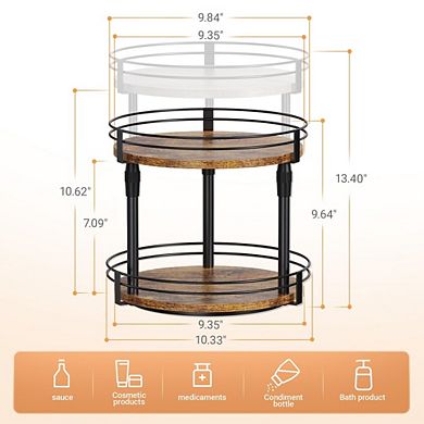 Lazy Susan Rotating Spice Rack Organizer, Adjustable Height Seasoning Holder for Kitchen Countertop