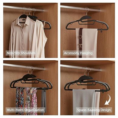 KAUFLY Plastic Hangers 50 Pack Non-slip 360° Swivel Hook S-shape Space Saving