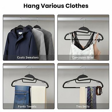 KAUFLY Plastic Hangers 50 Pack Non-slip 360° Swivel Hook S-shape Space Saving