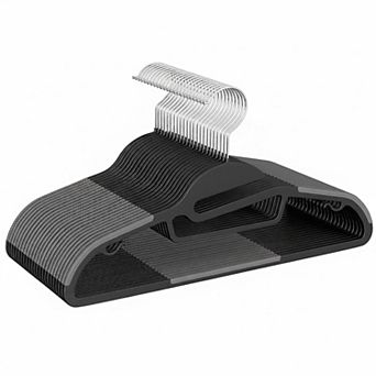 KAUFLY Plastic Hangers 50 Pack Non-slip 360° Swivel Hook S-shape Space Saving
