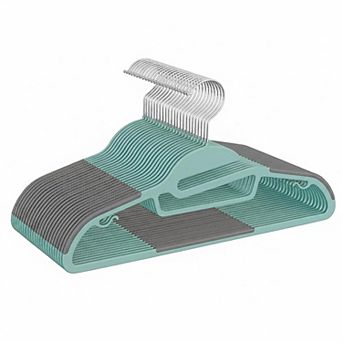 KAUFLY Plastic Hangers 50 Pack Non-slip 360° Swivel Hook S-shape Space Saving